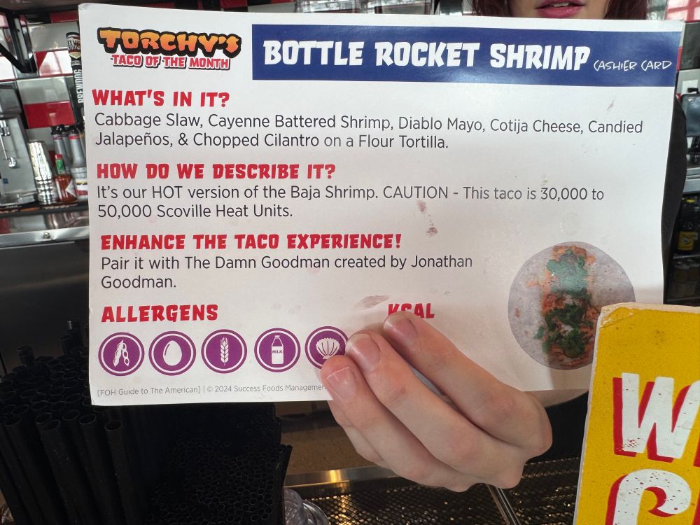 Bottle rocket shrimp taco at Torchy’s 