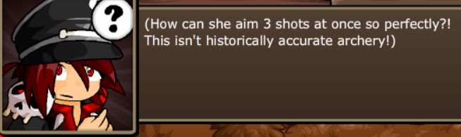 Lance from Epic Battle Fantasy thinking "How can she aim 3 shots at once so perfectly?! This isn't historically accurate archery!"