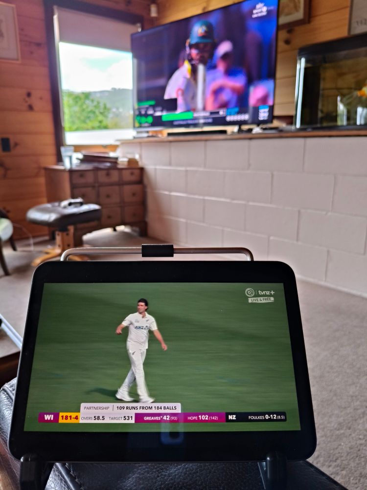 Ashes on TV, Black Caps on iPad.