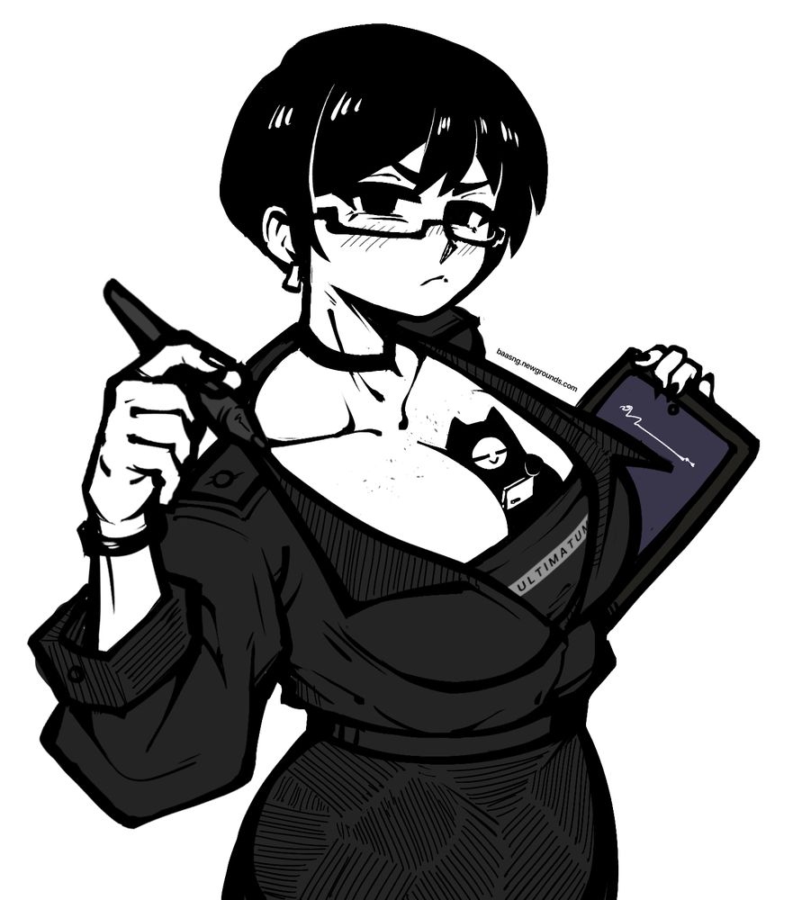 before you ask, NO SHE AIN'T LEVI SHE AINT THE PARANORMAL HUNTER. a while back i had this idea of my little creature having to fight off some creepypastas or some bullshit because this secretary lady gaslighted into it saying she would let it touch her boobs if it did, but eventually grew into a nice relationship. SORRY for liking women with short hair, rolls eyes