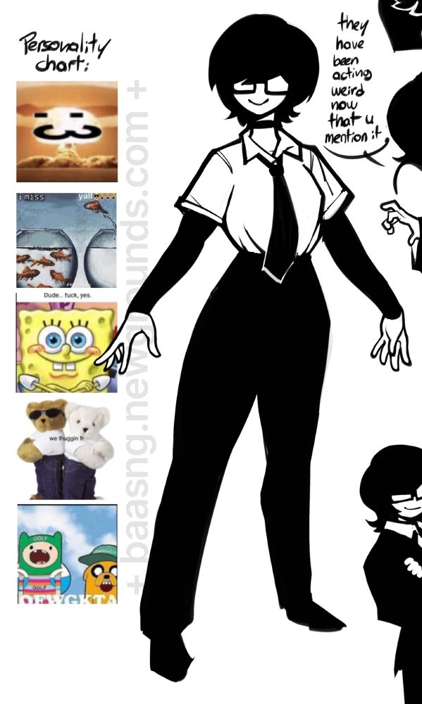 had a few ideas in mind while drawing her...i just wanted to draw a "flat" girl and that was it, but once i drew the glasses and the hair i just couldn't stop thinking about dexters lab and Craig McCracken style and decided to fool around with her. As always no name yet, with the big round hair and little curls on the sides it made me thing of an octopus.....so maybe something related to that

if you would ask her to draw her self she would 100% draw herself in the adventure time art style