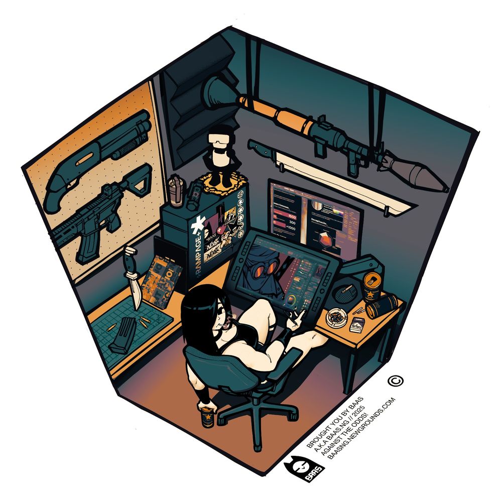 i always say how she is a graphic designer but i havent ever expanded on that!! so i decided to draw her in her little home studio procrastinating a bit on her work while drawing a bit, smh nori you shouldn't be doing that!!!