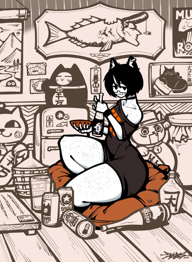 it was going to be a ramen restaurant at first but making her enjoy huge amounts of japanese alcohol made wayy more sense