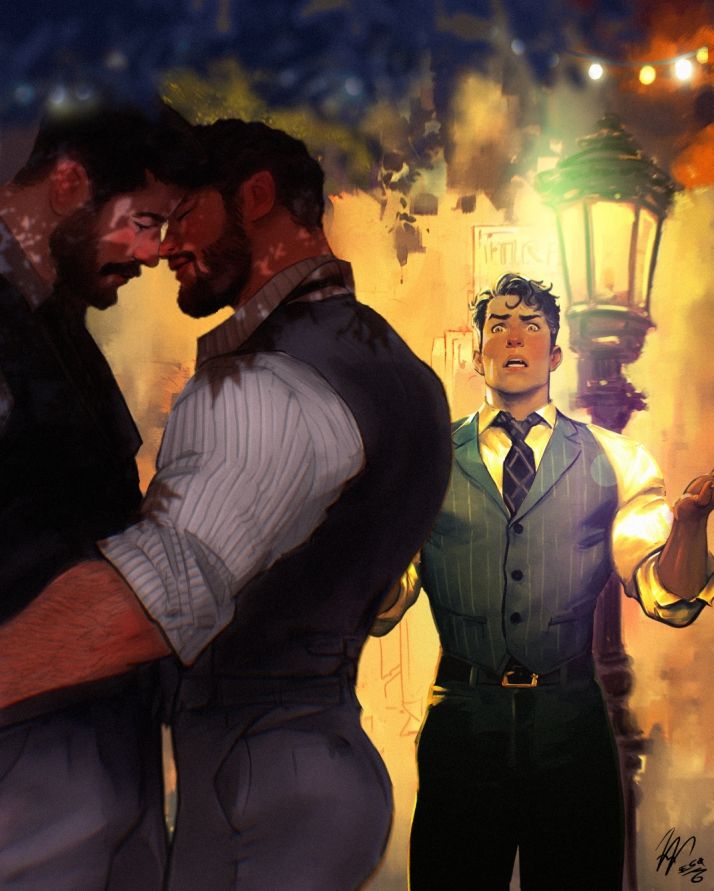 Illustration of a person shocked by seeing two kissing