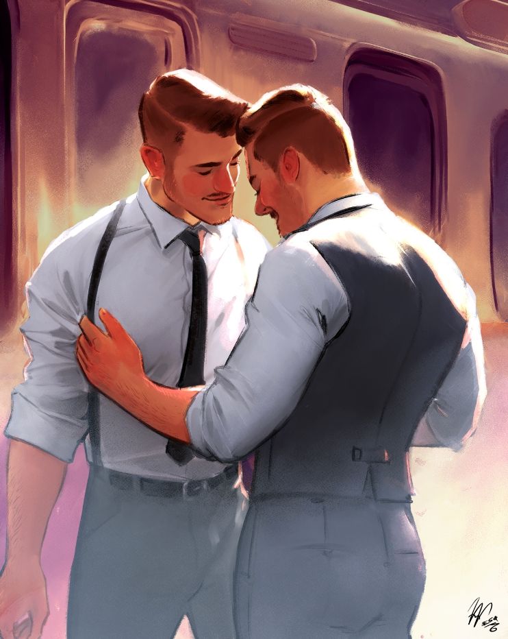 Two people cuddling in a train station