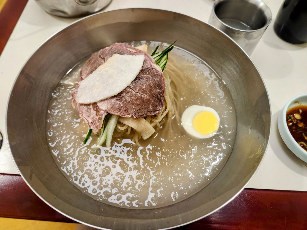 North Korean style cold noodle soup