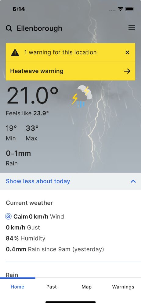 BOM weather forecast for today - 33 max