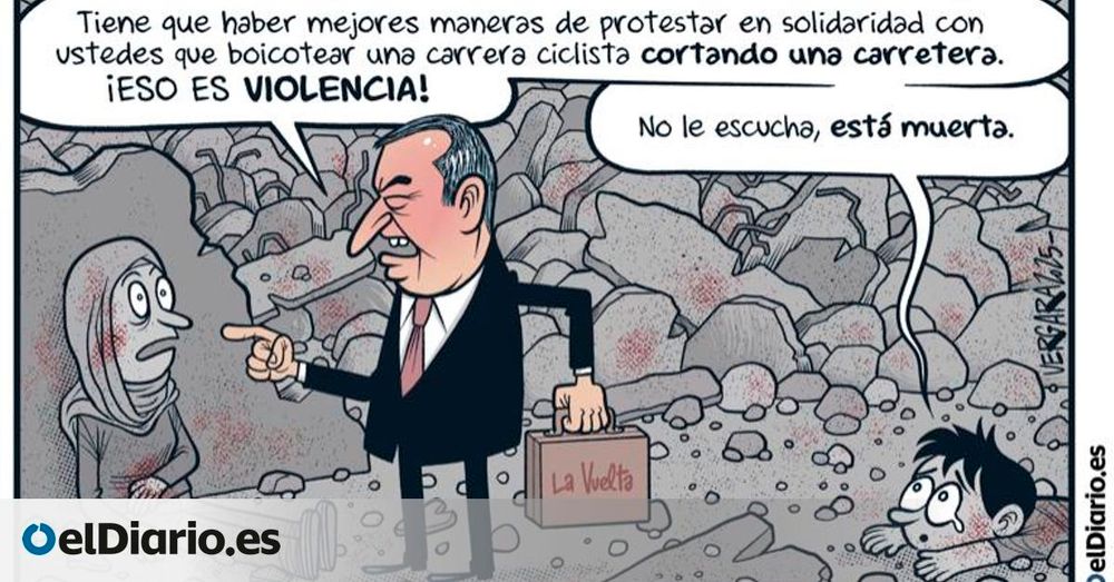 Una nueva protesta contra el genocidio en Gaza obliga al pelotón de La Vuelta a frenarse en Olot
