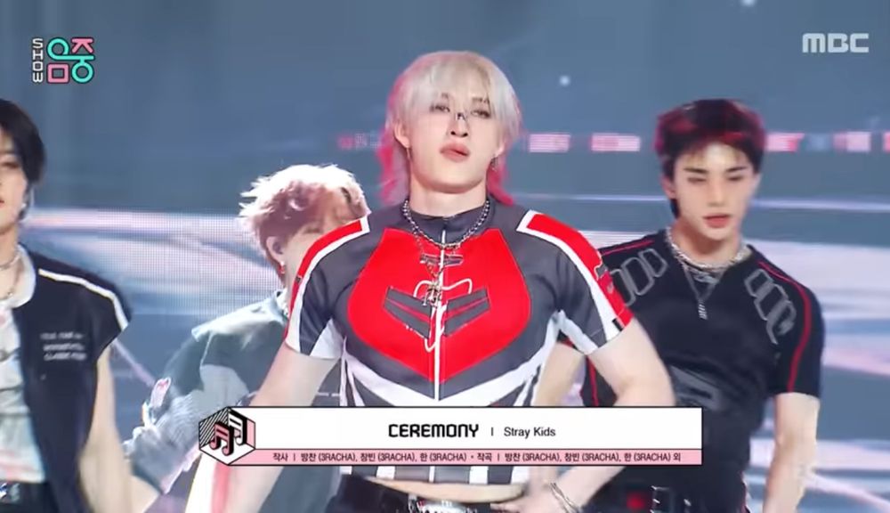 blonde and red haired bangchan in that one slutty red croptop