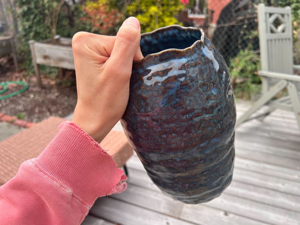 Blue ceramic vase.
