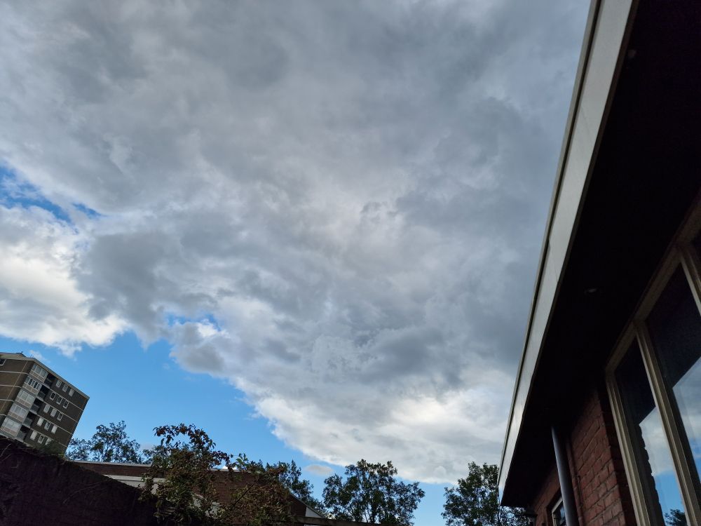 Storm clouds ruining a nice blue sky