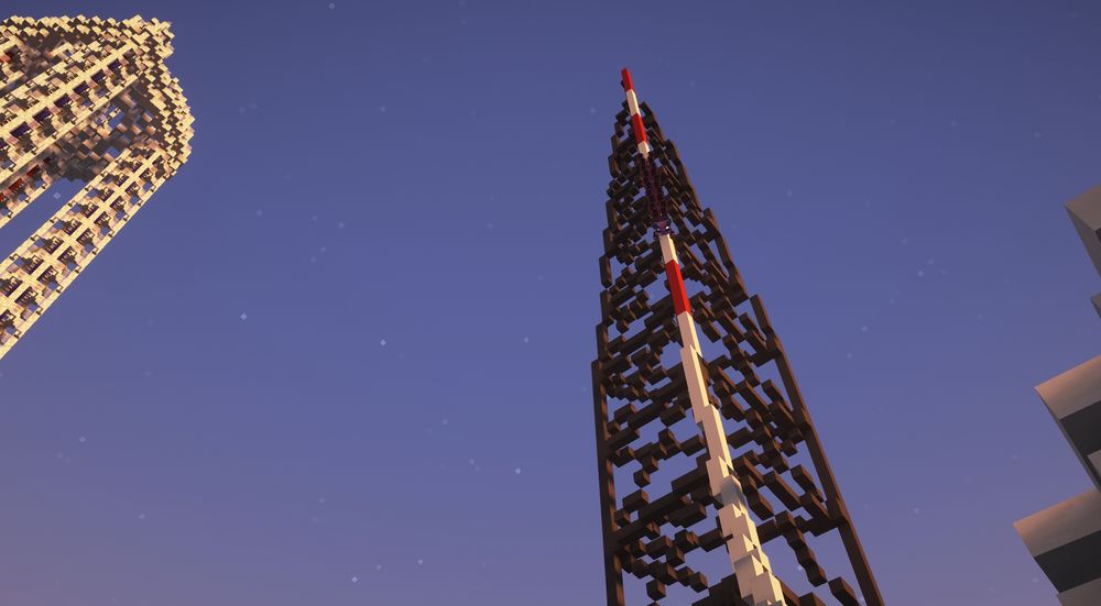 Top Thrill 2 spike with power tower to the left. Built 1:1 in Minecraft.
