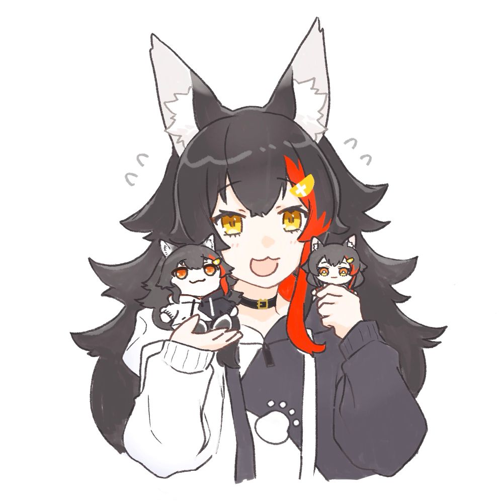 自分のぬいぐるみを持って照れてるミオちゃん