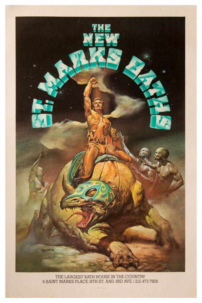 NEW ST. MARKS BATHS (ca. 1979) Poster by Boris Vallejo - WalterFilm