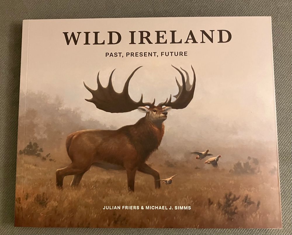Book cover with painting of giant ice age deer Megaloceros 