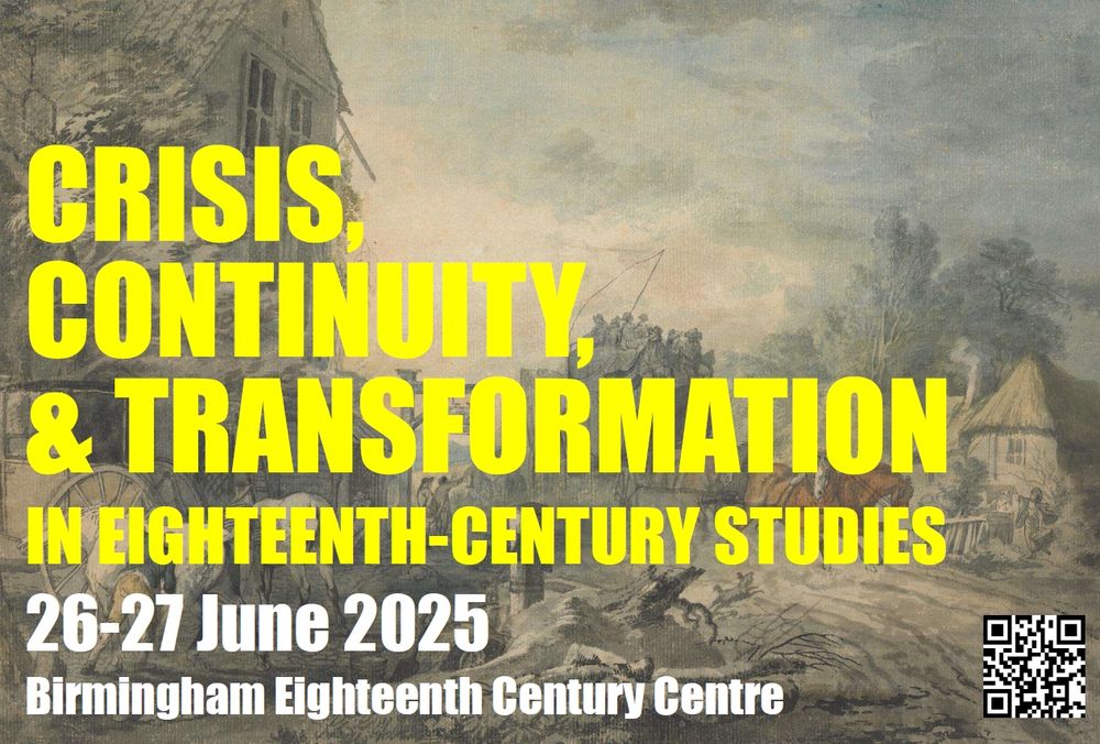 Poster advertising BECC's 2025 conference 'Crisis, Continuity, & Transformation'. There is a QR code in the bottom right hand side of the poster which leads to the registration form for the conference.