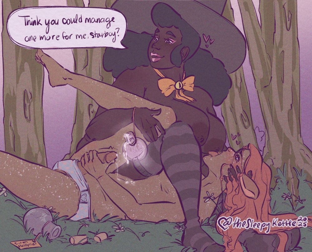 Artfuck piece for @pumpkinpuplus.bsky.social, full alt text in my media tab @thesleepykettle