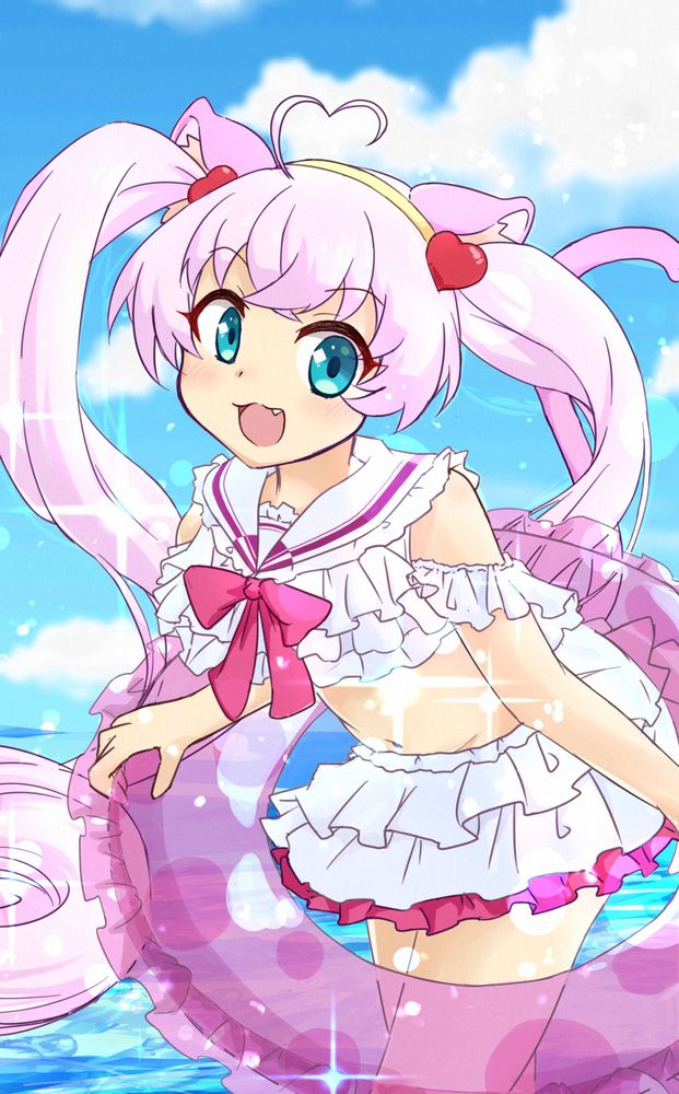 浮き輪と水着ロージアちゃん