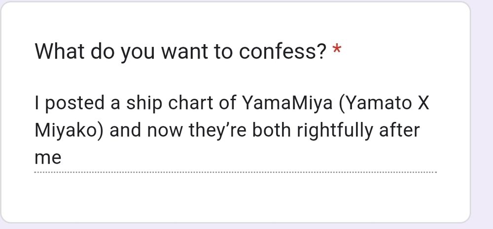 I posted a ship chart of YamaMiya (Yamato X Miyako) and now they’re both rightfully after me