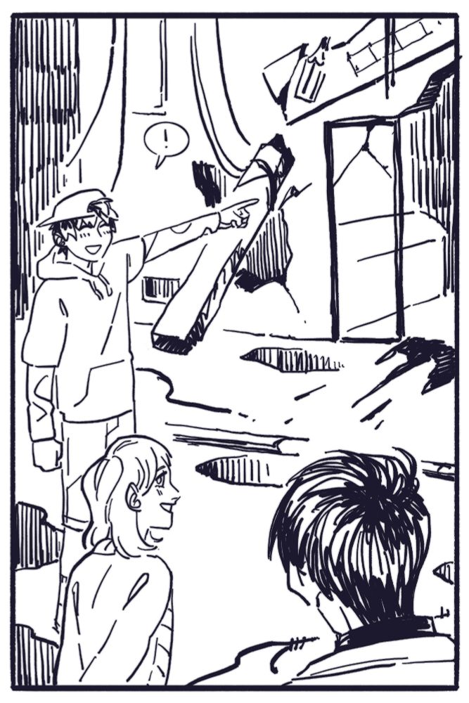 A black and white fancomics for Omniscient reader's viewpoint. Lee Gilyoung and Shin Yoosung lead Kim Dokja to what seems to be a half destroyed stationery shop.