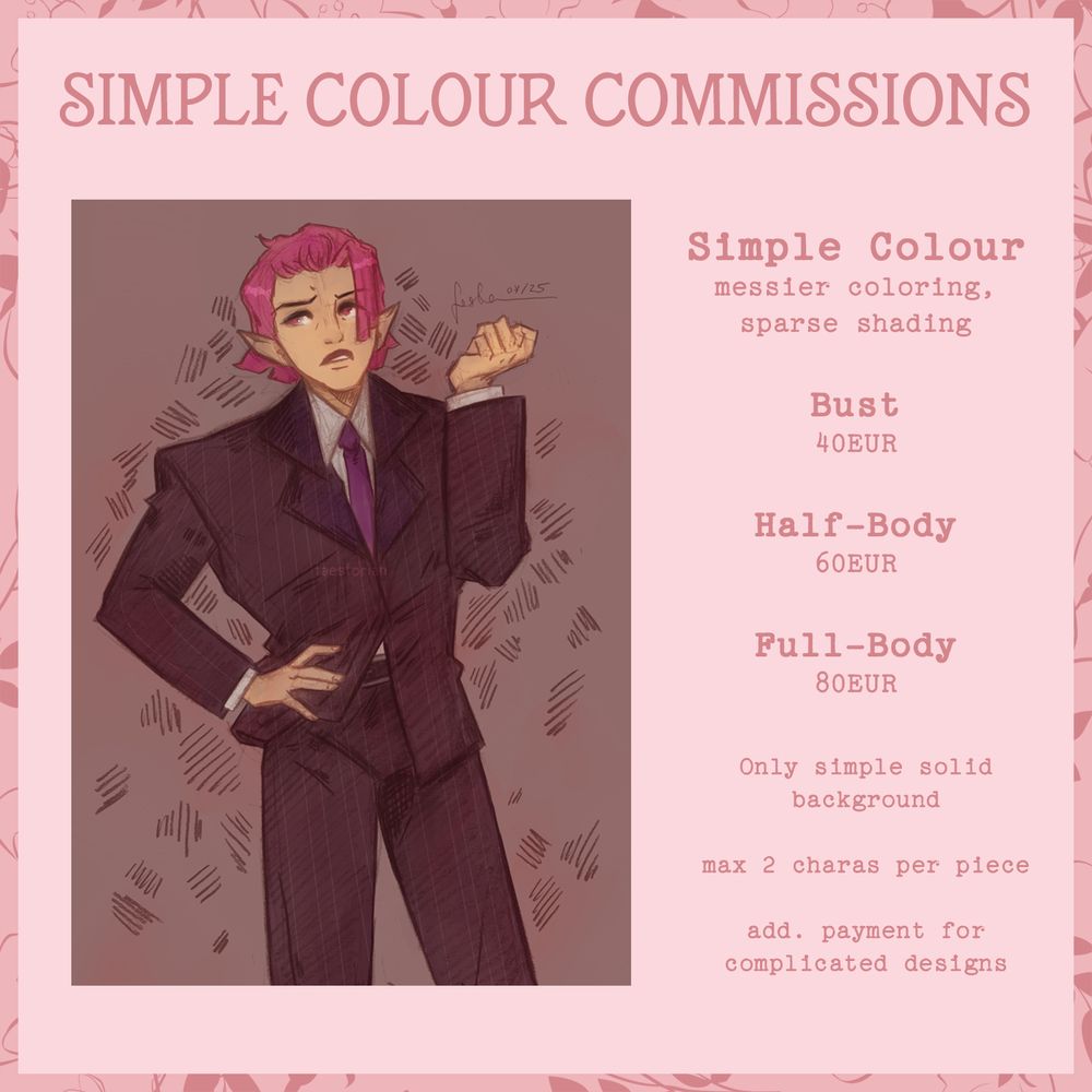 simple commission info sheet