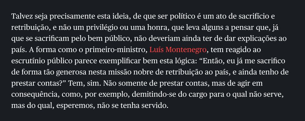 Excerto do artigo 'Ser político: retribuição ou privilégio', pela Luísa Semedo