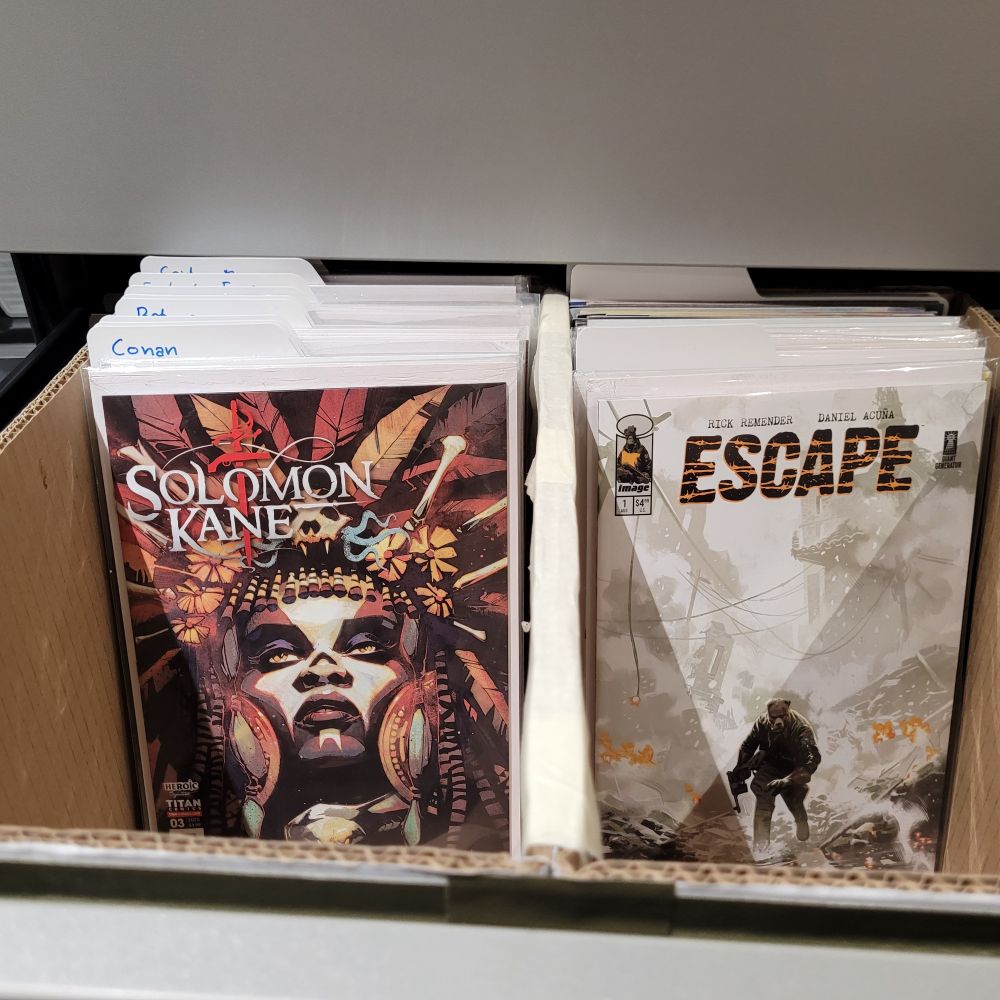 Forside av Solomon Kane og Escape, teikneseriar utgitt av Titan og Image