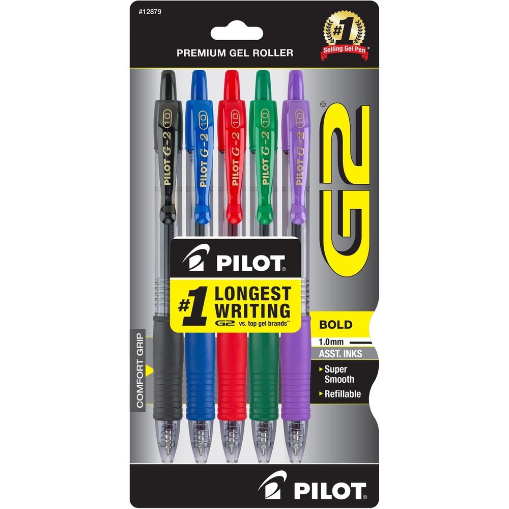 Pilot G2 pens in 5 colors