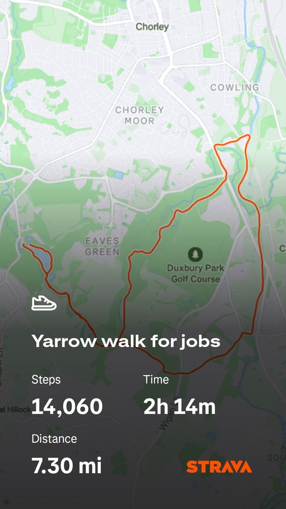 Strava map showing a 7.30 mile loop. 