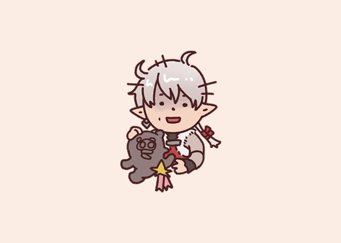 chibi of alisaie from final fantasy 14 holding the questionable porxie sculpt she had made; attached to it is a “you tried” gold star ribbon. she looks mildly mortified of the results.