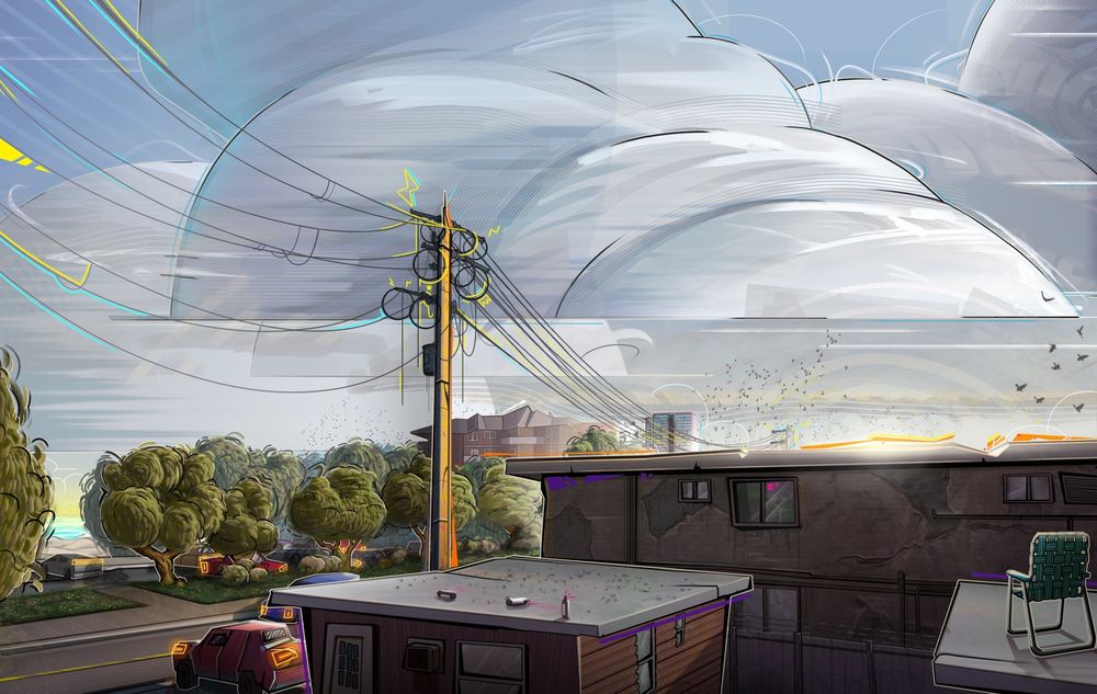 Digital illustration of a sunny afternoon inspired by memories of a florida long past