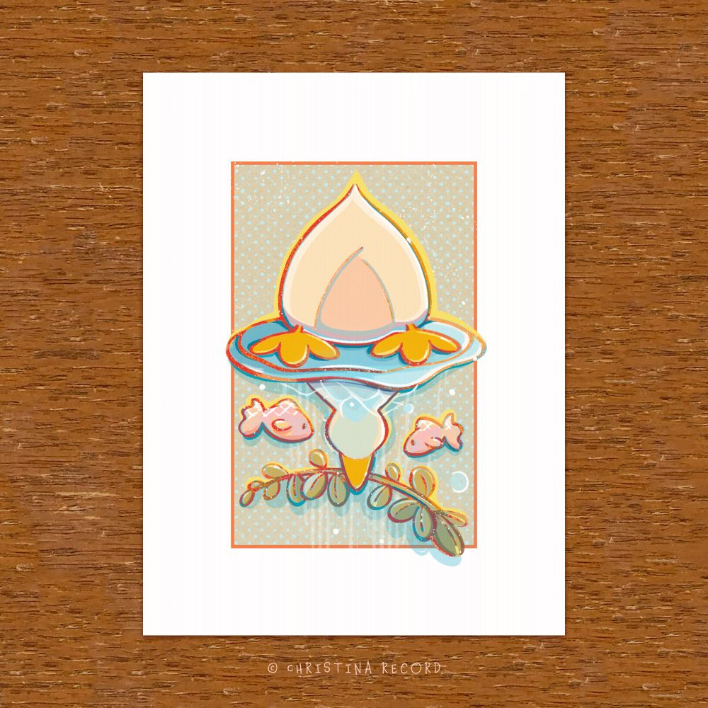 a mini art print of a bottoms up duck