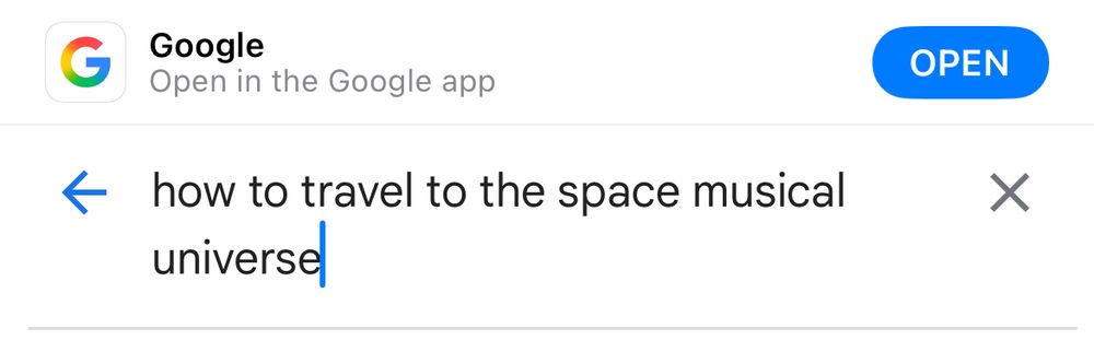 A Google search: how to travel to the space musical universe 