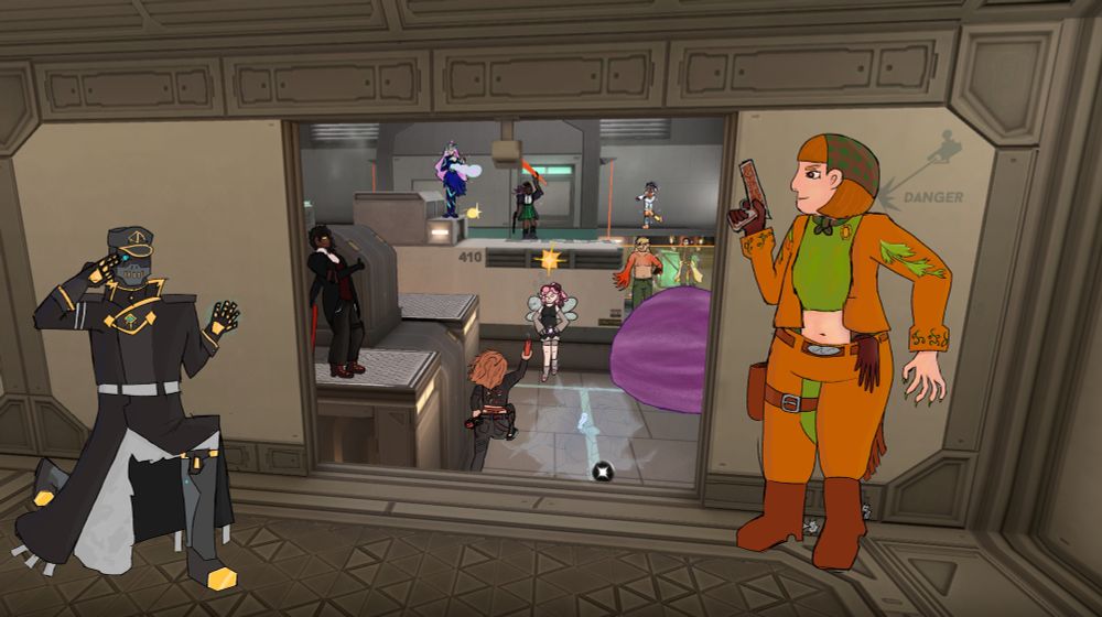 a scene in which 10 characters are fighting or readying to fight, using a variety of abilities and holding some weapons on the site A of the map Icebox