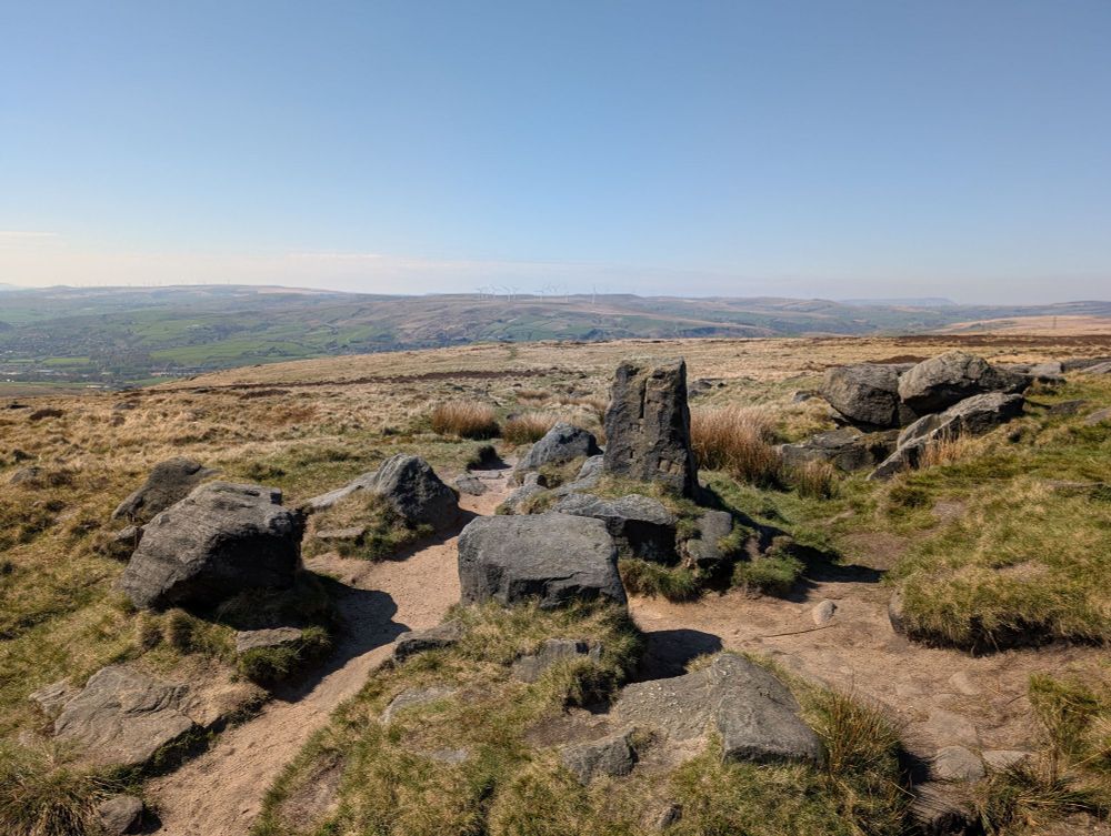The Aiggin Stone, waymarker (poss medieval) along what is now the Pennine way. 