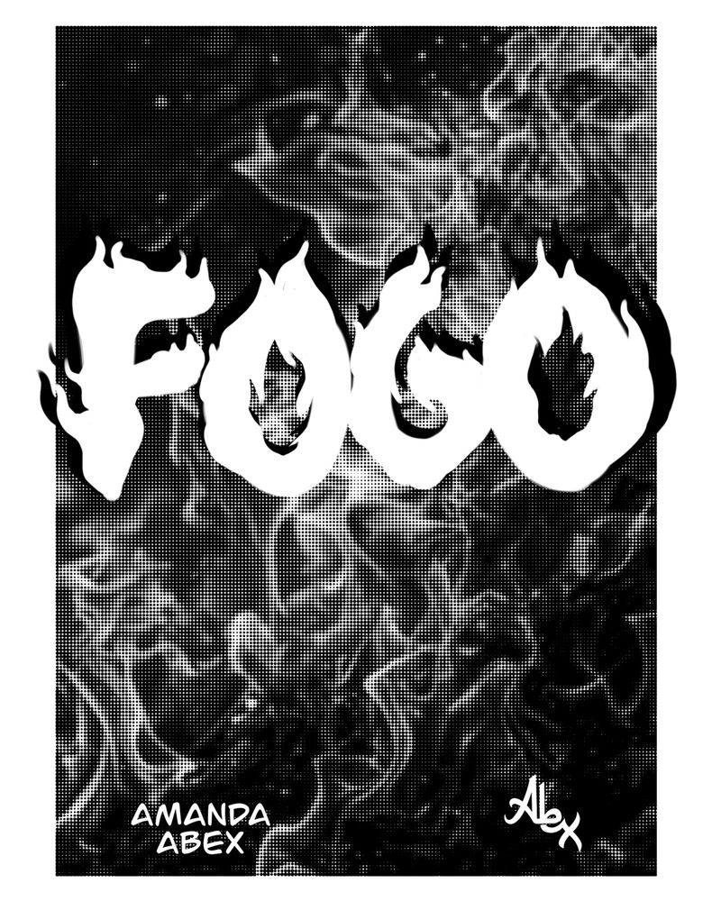 capa com uma imagem em preto e branco de chamas ao fundo e o Título "FOGO" escrito em uma fonte estilizada. 