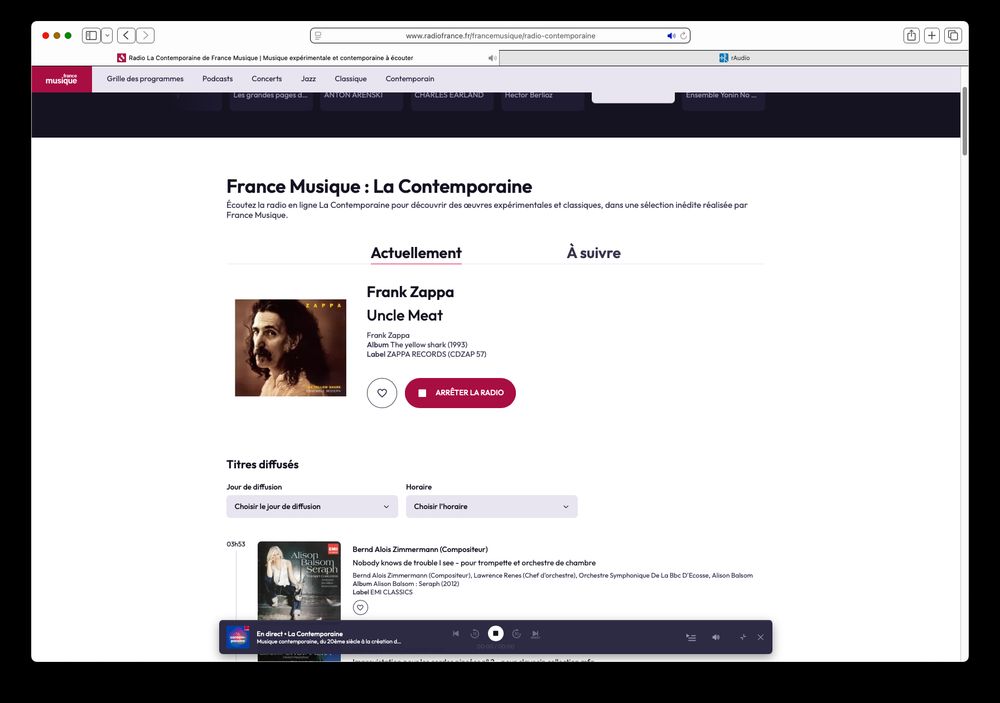 webradio https://www.radiofrance.fr/francemusique/radio-contemporaine