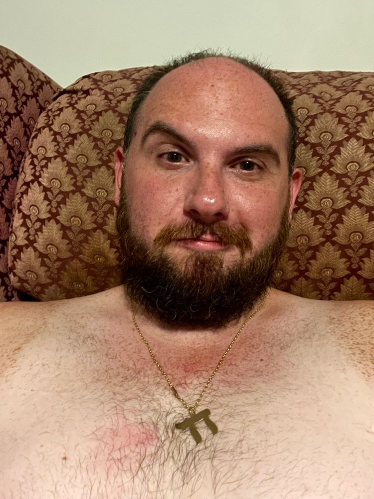 Shirtless and sweaty