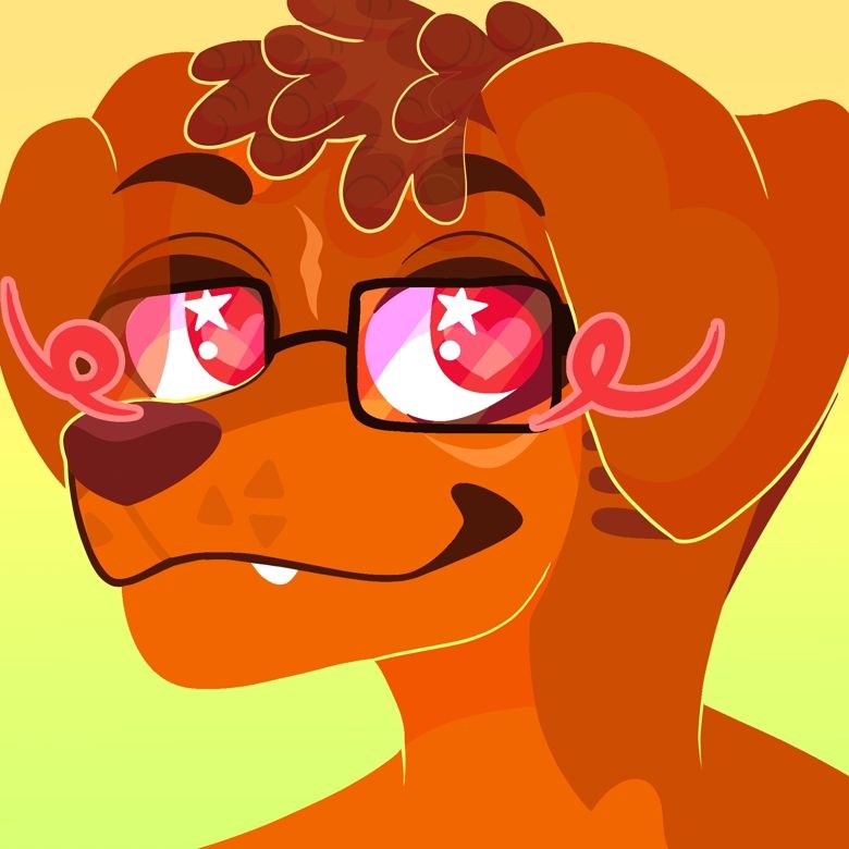 A drawing of a brown dog character. 