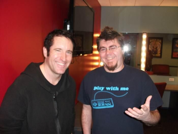 Trent Reznor and Inverse Phase having a laugh over a stupid face that Inverse Phase made.