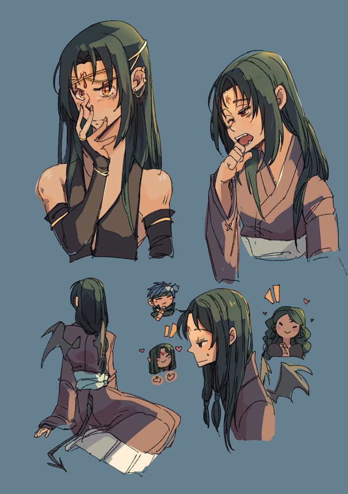 set of sketches of Soren from Fire Emblem: Radiant Dawn with little dragon wings and his mom and uncle are so proud of his lineage but also he is suffering. He is embarrassed. Ike thinks it's fine though. 