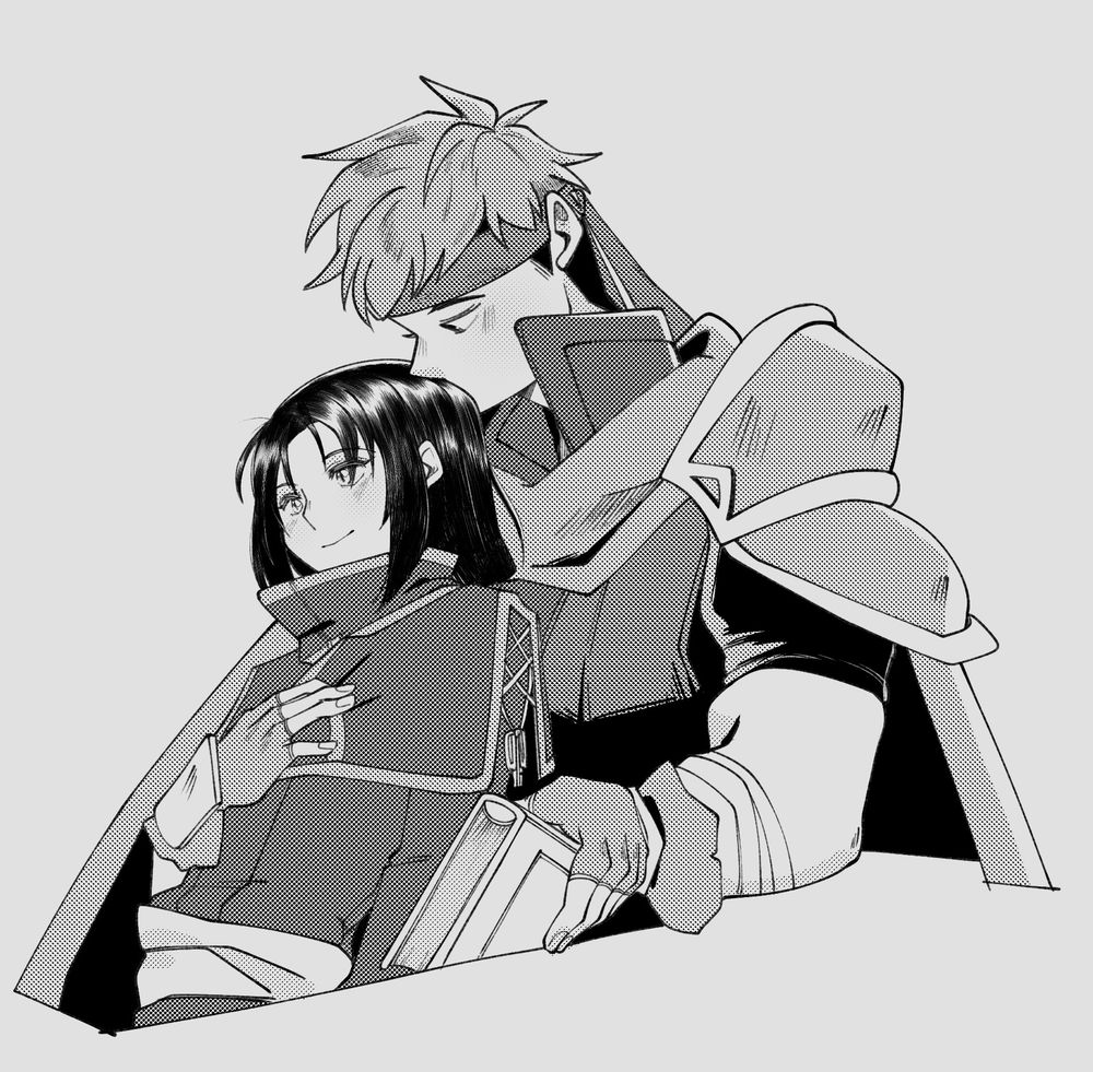 #ikesoren Fire Emblem: Radiant Dawn Ike and Soren. Tone test (again) Ike's just smooching the top of Soren's hair. 