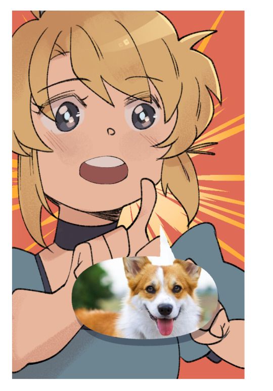 A panel from the webcomic Solstoria, showing the main character Samantha with a word bubble of a picture of dog. How weird. #webcomics 