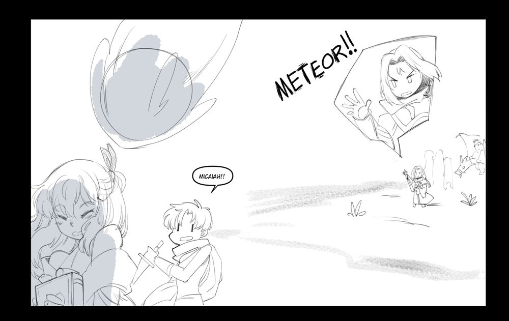 a comic about Micaiah and Soren's conversation in 3-7 in Fire Emblem: Radiant Dawn. She's getting meteor'd and she calls him out for being a little freak. 