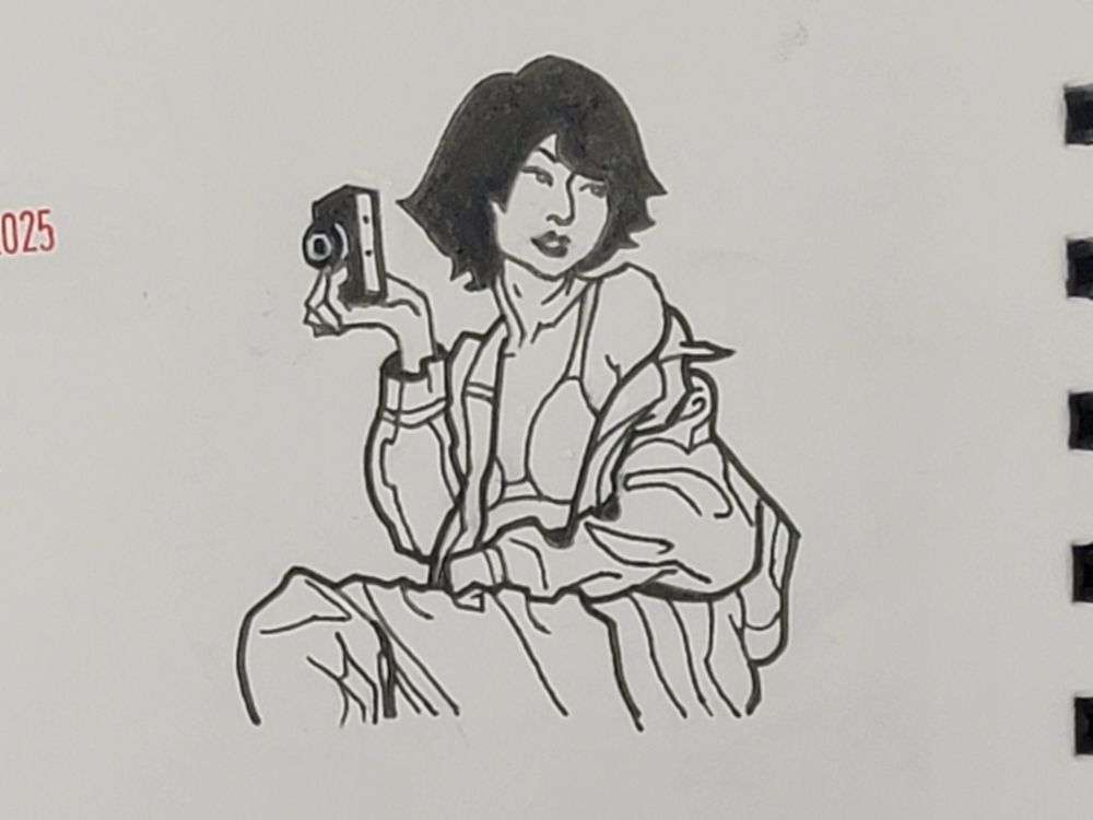 The next step in the process, wherein certain lines have increased weight and any solid blacks have been filled.