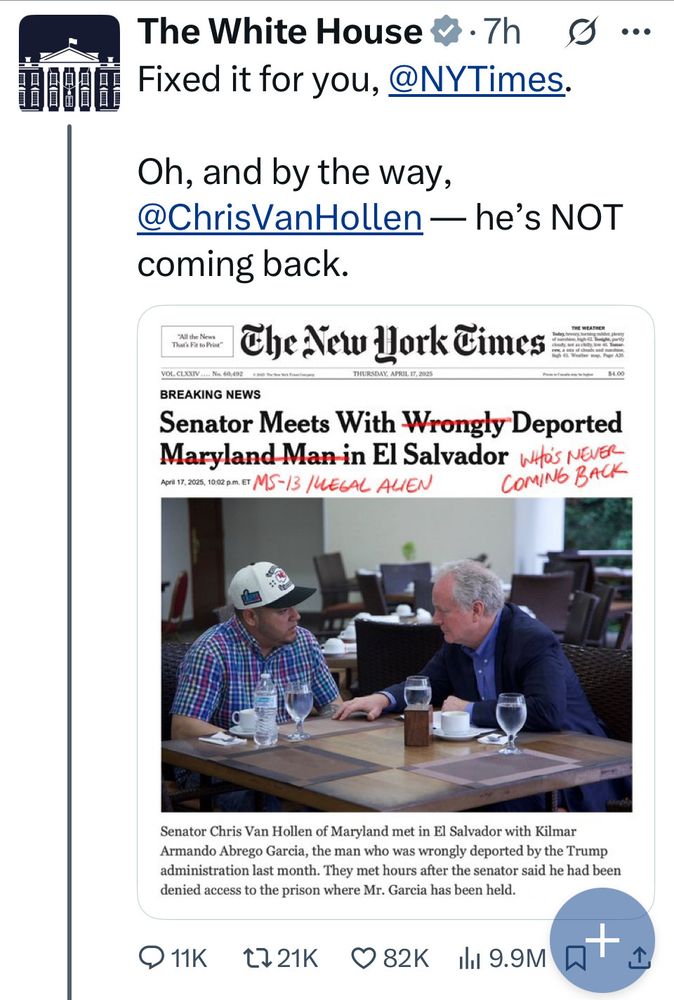 The White House account is dehumanizing people. 
