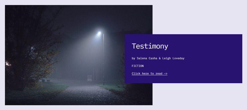 Photo of a spooky lamppost on a spooky street in the spooky fog to accompany 'Testimony' at Icebreakers Lit