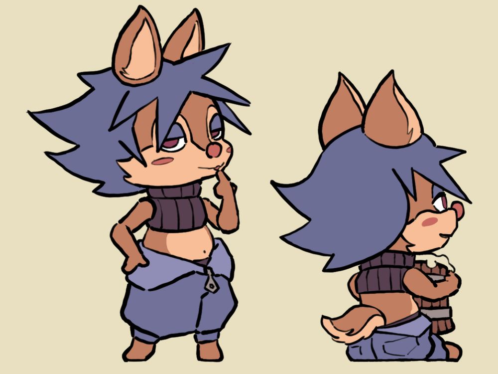 sprites of a spiky haired, drunken chipmunk woman in a croptop holding a beermug the size of her body and also just standing in a ready-to-talk-stance.