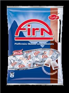 Firn brand peppermint candy with chocolate centre.