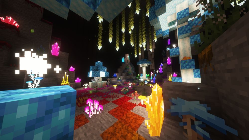 2nd picture of an underground mini cave biome built by Sonnett.